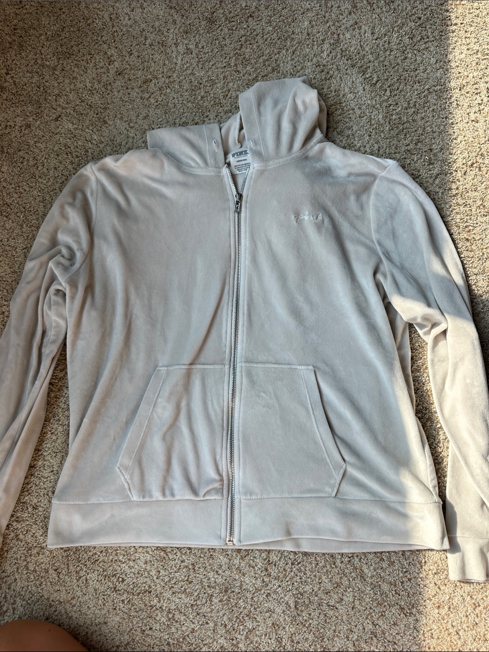 PINK Victoria's Secret Light Beige/Cream Full-Zip Hoodie